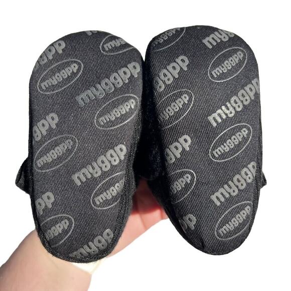 myggpp Baby Infant Booties Ankle Boots with Bow Black Soft Sole Fleece Lined - Picture 8 of 9